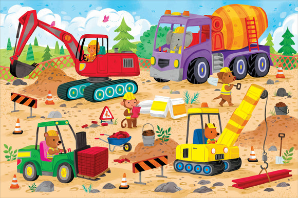 Construction Site Kids' Floor Puzzle (48 Pieces) (36 inches wide x 24 inches high)