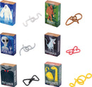 Display of the Cryptid Puzzlebox collection featuring various mechanical puzzles including Moth Man, Bigfoot, Yeti, Loch Ness Monster, Chupacabra, and Alien Grey. Each puzzle is uniquely designed in a colorful box with engaging graphics, perfect for puzzle enthusiasts and cryptid fans.