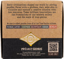 Mosaic Tile mechanical puzzle by Project Genius, showcasing its unique design and cultural references. The back of the box features text about how early civilizations shaped our world through problem-solving and creativity, as well as a logo for True Genius and a QR code for more information.
