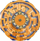 The Dendera Zodiac is a beautifully crafted mechanical puzzle featuring intricate wooden designs and colorful illustrations based on ancient Egyptian symbols. The centerpiece rotates, revealing layered visuals that challenge the user to solve the puzzle with precision and skill.