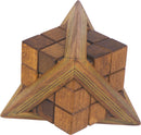 The Egyptian Triglyph by Project Genius is a beautifully crafted mechanical puzzle made of rich brown wood, featuring intricate geometric patterns and a unique multi-faceted design that challenges users to figure out its assembly. The puzzle's star-like shape showcases angular details and overlapping sections, making it an attractive decorative item as well as a stimulating brain teaser.