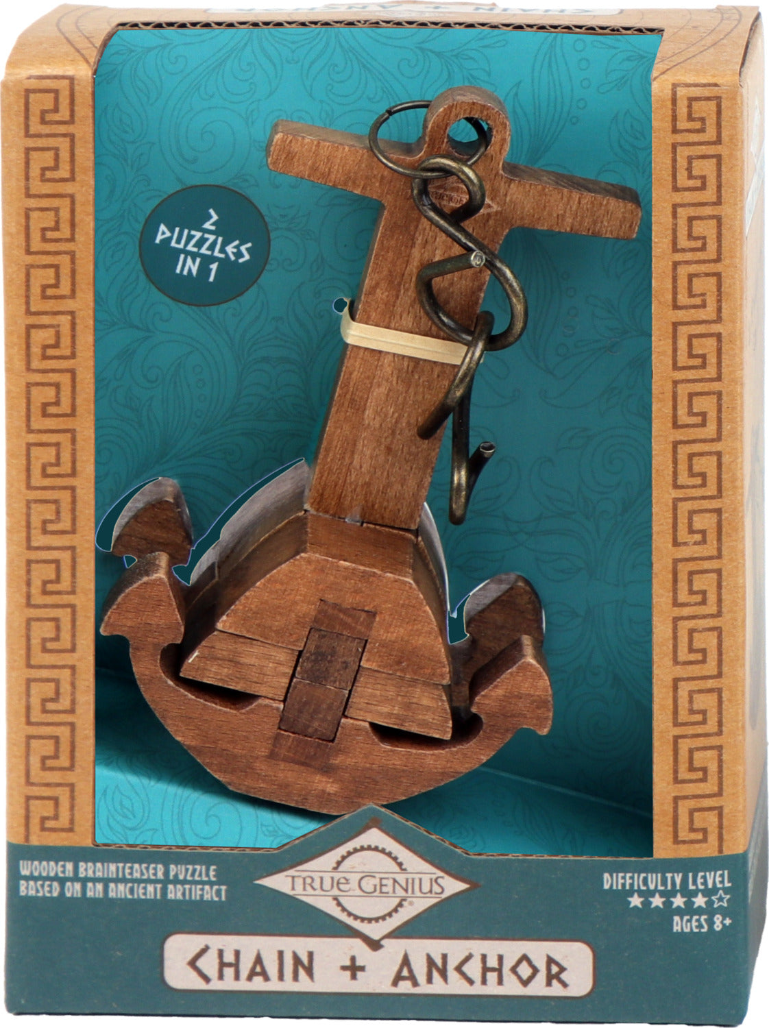 The Chain & Anchor is a beautifully crafted wooden mechanical puzzle by Project Genius. Designed with intricate details, it features a classic anchor shape and includes a chain. This brainteaser challenges users to solve the mechanism and can provide hours of entertainment for puzzle enthusiasts aged 8 and up.