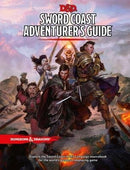 A dynamic cover of the Sword Coast Adventurer's Guide featuring a group of adventurers including warriors and spellcasters standing ready for battle. The vibrant artwork showcases a fantasy landscape in the background.