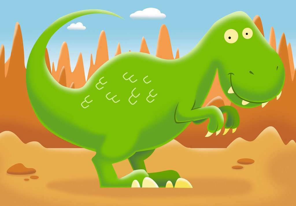 MFP Jolly Dinos jigsaw puzzle featuring colorful cartoon dinosaurs, including a green T-Rex. Suitable for children aged 2 to 5 years. The puzzle pieces are designed to enhance problem-solving skills and motor development through engaging play.