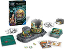 3D jigsaw puzzle titled 'A World Without Chocolate' by Ravensburger. The image shows the puzzle pieces, a game board featuring gears and characters, a circular structure, and instruction cards. The packaging is visible, showcasing vibrant artwork and the product name.