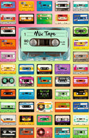 A vibrant 200-piece jigsaw puzzle featuring a collage of retro cassette tapes in various colors and designs, with a central 'Mix Tape' cassette highlighted. Ideal for music lovers and puzzle enthusiasts.