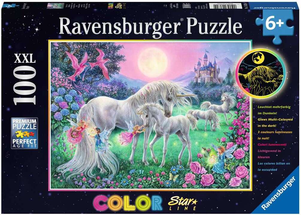 Unicorns in the Moonlight 100 Pc Puzzle (glow)