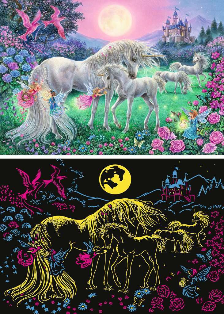 Unicorns in the Moonlight 100 Pc Puzzle (glow)