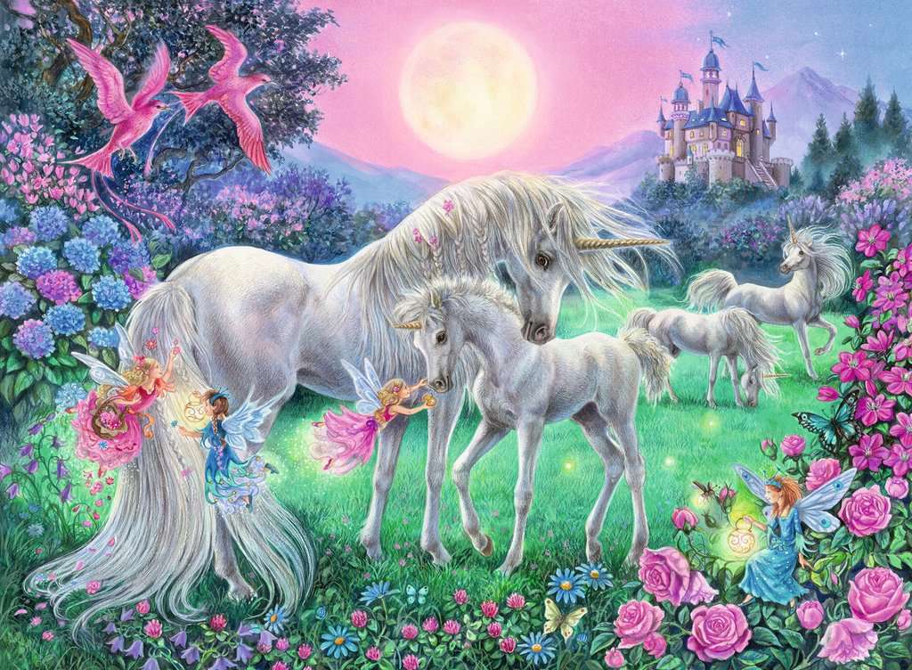 Unicorns in the Moonlight 100 Pc Puzzle (glow)