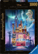 Ravensburger jigsaw puzzle featuring the Disney Castle Collection: Cinderella. The image showcases a beautifully illustrated castle with Cinderella depicted alongside various intricate rooms and towers, perfect for puzzle enthusiasts and Disney fans alike.