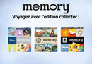 Memory Collector's Edition game by Ravensburger featuring colorful card designs including Disney characters and iconic landmarks from around the world.