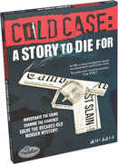 Cold Case - A Story to Die For game by ThinkFun. The box art features a newspaper headline and evidence related to a historical murder case, inviting players to investigate and solve the decades-old mystery set in 1980. Designed for 1-4 players aged 14 and up.