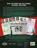 Cold Case Murder with Interest game by ThinkFun, featuring immersive gameplay where players investigate a historical crime involving Dave Connelly and Clare O'Callaghan in a small Irish town. The game includes realistic documents, evidence, and clues to solve the mystery. Ideal for 1-4 players aged 14 and up, it combines critical thinking with role-playing elements for an engaging experience.