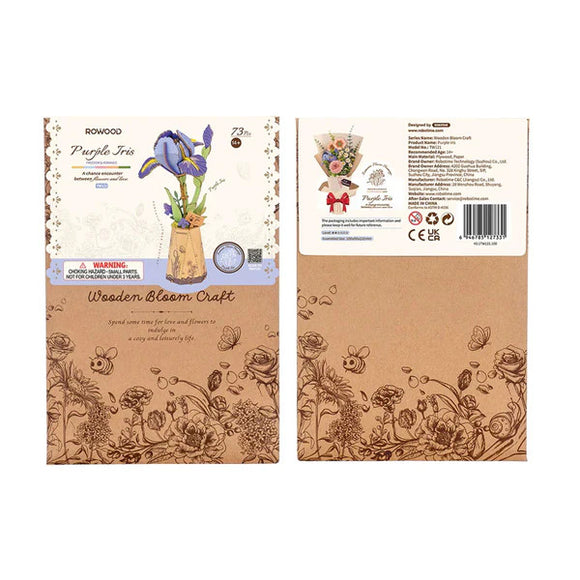 Purple Iris Wooden Bloom Craft In Packaging