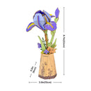 Purple Iris Wooden Bloom Craft Assembled with Dimensions