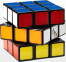 A vibrant 3x3 Rubik's Cube with colorful squares in blue, red, white, orange, and yellow. The cube is partially twisted, showcasing its mechanical puzzle design, suited for both beginners and seasoned solvers. It features the classic Rubik's Cube logo.