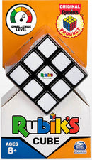 Rubik's Cube 3x3 by Spin Master, featuring a classic mechanical puzzle design. The cube has a white and colorful exterior, with a challenge level indicator showing its difficulty. Suitable for ages 8 and up.