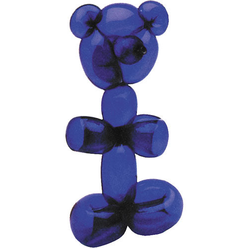 A colorful blue balloon animal shaped like a bear, highlighting the whimsical design that appeals to both children and adults. Ideal for parties or creative play.