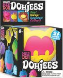 Nee Doh Dojee - Wave 2 by Schylling is a colorful fidget toy collection featuring various vibrant shapes, including a cute smiling character. The packaging showcases playful graphics and highlights the toy's features: 'Pop! Swap! Squeeze! Collect!' Perfect for ages 3 and up, this fun and tactile toy offers endless entertainment and stress relief.