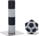 Speks Elements: Lunar features a dimensional structure made of magnetic beads in alternating black and white patterns, accompanied by a spherical shape crafted from the same material. Ideal for stress relief and tactile enjoyment.