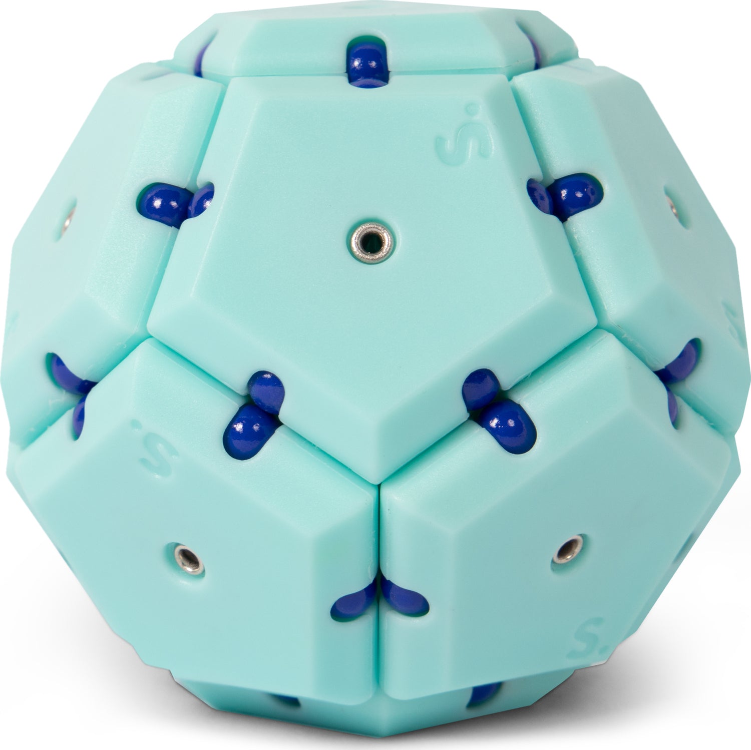 The Speks Geode: Mile High is a vibrant, hexagonal mechanical puzzle featuring a soothing mint green color with blue accents. Its unique design invites hands-on interaction, encouraging users to explore various configurations while enhancing problem-solving skills. Ideal for both playful relaxation and brain training.