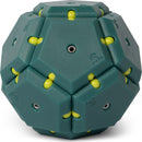 The Speks Geode: Monstera is a mechanical puzzle featuring a unique geometric design with interlocking hexagonal shapes in a deep teal color. The puzzle has bright yellow accents that appear at the joints, enhancing its visual appeal. It offers a tactile experience that's both engaging and stimulating, perfect for fidgeting or brain-teasing activities.