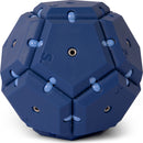 The Speks Geode: Space Cadet is a fun, geometric fidget toy made of interlocking blue rubber hexagons, designed for stimulating tactile interaction and stress relief.