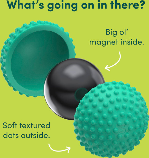 Odds Silicone Fidget Magnets Green Dots sliced open to show the magnet