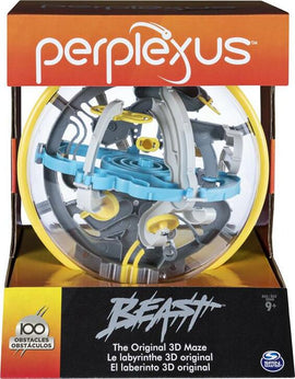 Perplexus Beast by Spin Master is a spherical mechanical puzzle featuring a complex maze with 100 obstacles. The puzzle is designed to challenge users to navigate a small ball through various twists and turns, all encapsulated in a clear plastic sphere. Perfect for honing problem-solving skills and providing hours of entertainment.