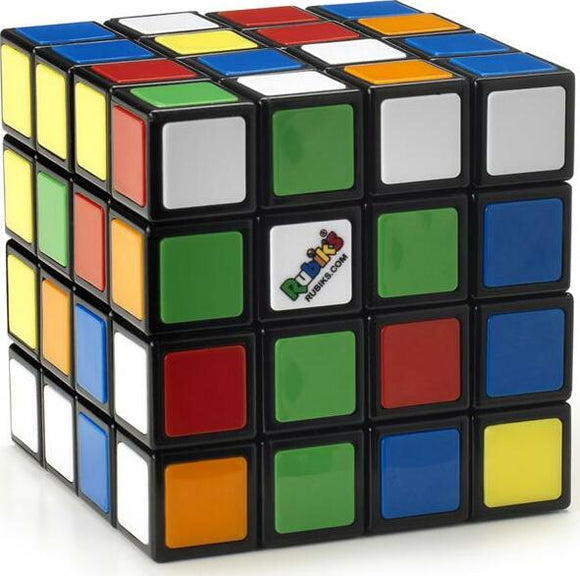 A Rubik's Master 4x4 mechanical puzzle in a colorful design featuring multiple rows of colored squares including red, blue, green, yellow, orange, and white on a black base, showcasing its complexity and challenge for puzzle enthusiasts.