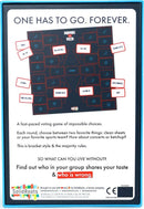 Puppies or Pizza Game by Solid Roots, featuring a colorful game board displaying a bracket-style voting mechanism. The introductory slogan 'One Has To Go. Forever.' is prominently placed at the top. Players must choose between pairs of popular items or concepts, creating fun debates among friends and family. Ideal for parties and gatherings, this fast-paced game encourages laughter and social interaction.