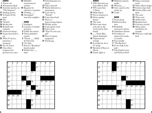 A collection of mini crossword puzzles titled 'Quick & Fun Mini Crosswords' by Sterling. The image features a beautifully designed cover showcasing engaging crossword clues and an invitation to enjoy mind-stimulating fun with this quick puzzle challenge.