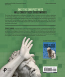 The back cover of the 'Really Hard Hard as a Rock Crosswords' book by Union Square & Co. Features a striking image of a classical sculpture depicting a figure in despair, alongside a green crossword grid background. The book provides a compilation of challenging crossword puzzles collected by Stanley Newman, known for his intricate clues and engaging wordplay.