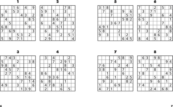 The Blockbuster Book of Sudoku by Union Square & Co features a variety of Sudoku puzzles organized in a clear grid format. Each puzzle showcases numbers 1-9 arranged in 9x9 squares, emphasizing logic and problem-solving. The book is designed for enthusiasts who enjoy challenging their minds with a selection of different difficulty levels and styles, offering hours of engaging entertainment.