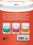Sip & Solve Hard Mini Crosswords by Union Square & Co in a vibrant design featuring a coffee cup lid. The back highlights challenging 10x10 crosswords, ideal for quick puzzle breaks. Taglines emphasize fun and satisfaction, appealing to puzzle enthusiasts.