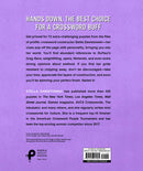 Cover of the 'Tough as Nails Crosswords' book featuring a vibrant purple background with bold text. The description highlights 72 challenging crossword puzzles from constructor Stella Zawistowski, with references to pop culture, opera, and gaming. The cover emphasizes the book's appeal to crossword enthusiasts and includes information about the author’s accomplishments.