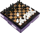 World's Smallest Chess set by Super Impulse featuring a compact board with miniature black and white chess pieces. Ideal for travel and chess enthusiasts, this portable game allows you to enjoy strategic play anywhere.