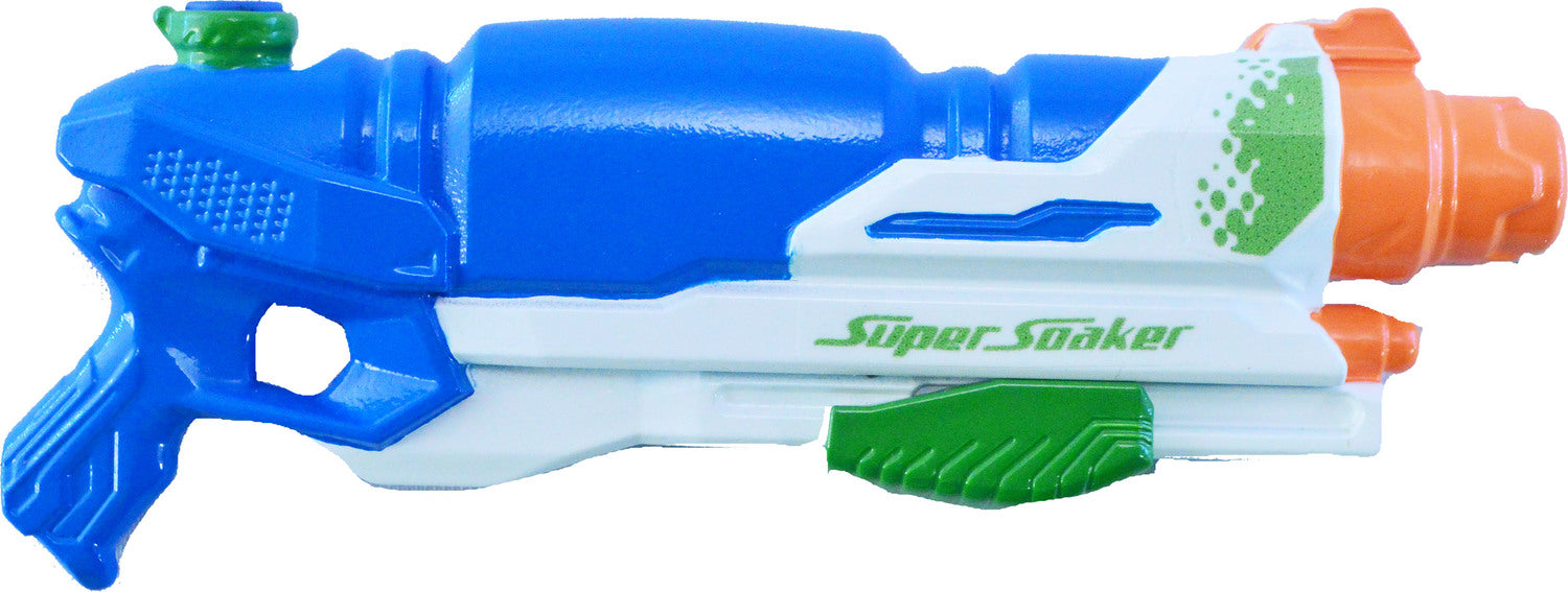 World's Smallest Super Soaker by Super Impulse, featuring a compact and colorful design. This tiny water gun comes in vibrant blue, orange, and green colors, perfect for fun summer play.