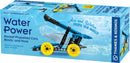 Water Power: Rocket-Propelled Machines DIY kit by Thames & Kosmos. The packaging features a colorful design with images of cars and boats powered by water. It highlights the science behind propulsion using air and water for educational fun.