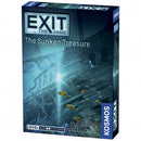 Exit: The Game: The Sunken Treasure is an escape room-style board game by Thames & Kosmos. The game box features an underwater scene with a shipwreck and fish, inviting players to solve puzzles and uncover treasures as they explore the mysteries of a sunken pirate ship. Suitable for ages 12 and up, it offers an engaging challenge for 1 to 4 players.