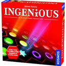 Ingenious is a vibrant family strategy game designed by Reiner Knizia, featuring colorful circular tokens on a striking red box. It highlights the game's popularity with a note on more than 1.3 million units sold, making it an engaging choice for family game nights.