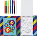 The Colour Change Coloring Set Gar by Tiger Tribe includes a variety of vibrant markers in colors such as orange, green, blue, and red, arranged above a coloring pad. The pad features a whimsical design with smiling flowers and a butterfly illustration on the page, inviting creativity and colorful artistry for children. The set is great for engaging young artists in imaginative coloring activities.
