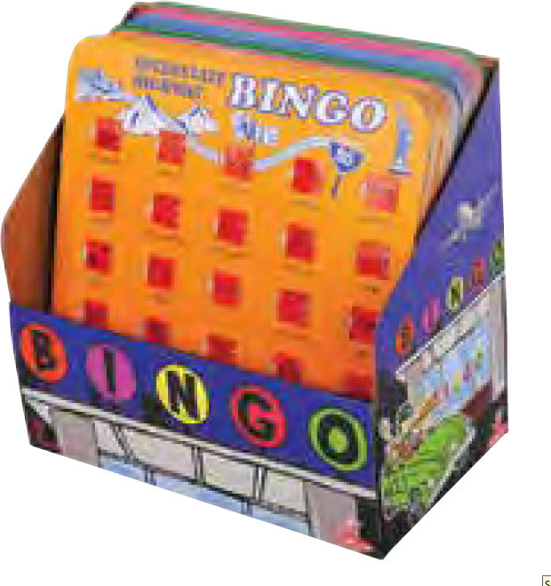 The Original Travel Bingo game from Regal Games, featuring a vibrant orange bingo card with grid designs and colorful packaging. Ideal for family fun and travel entertainment.