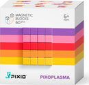 The Abstract Pixoplasma DIY kit by Pixio features an attractive package design showcasing colorful magnetic blocks, suitable for ages 6 and up. The kit includes 60 pieces that can be used to create various designs and structures, promoting creativity and fine motor skills.