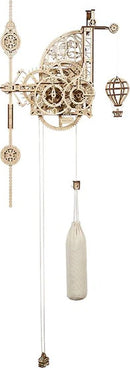 The UGears 3D Aero Clock w/Pendulum is a beautifully crafted DIY mechanical kit showcasing intricate gear systems. The clock features a pendulum bob, decorative elements such as a hot air balloon, and a vintage-inspired design, perfect for enthusiasts of mechanical puzzles and DIY projects.