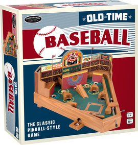 Vintage Baseball game by Front Porch Classics, featuring a classic pinball-style design. The game includes vibrant illustrations and components reminiscent of old-time baseball, suitable for players aged 8 and up. Perfect for family game nights, this interactive tabletop game brings excitement and nostalgia to any gathering.