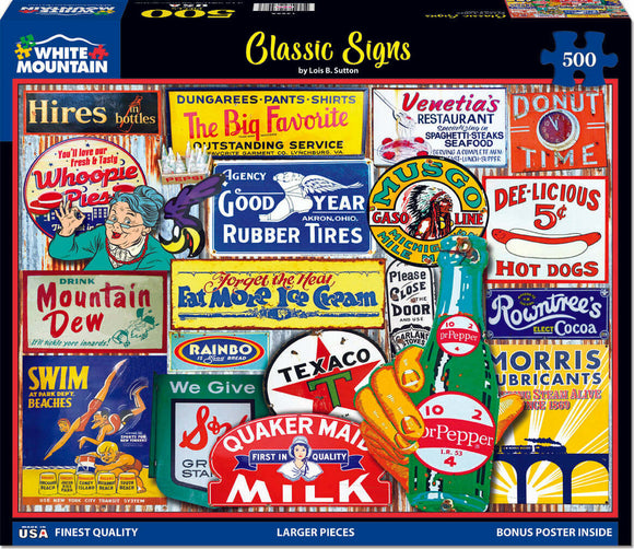 Classic Signs - 500 Piece - White Mountain Puzzles