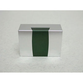 The Aluminum Dovetail Convex by W.G.H. Strijbos is a sleek mechanical puzzle featuring a minimalist design in silver and green tones. Its geometric shape highlights the precision of aluminum craftsmanship, making it an intriguing challenge for puzzle enthusiasts.