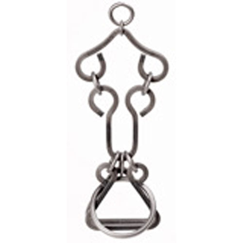 The Smooth Operator Tavern Puzzle by Tucker Jones House is an intricate mechanical puzzle designed in the shape of a hanging device with a loop and multiple metal links. Its clever design challenges players to separate the pieces, providing engaging brain-teasing fun. Perfect for puzzle enthusiasts and anyone who enjoys a mechanical challenge.