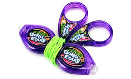 The Light-up Spinner by CTS Sales is a vibrant and playful toy featuring three purple plastic spinning tops, connected by a bright green string. The tops are adorned with colorful 'GORGEOUS' labels, emphasizing fun and activity. Ideal for fidgeting, these spinners light up as they rotate, making them an exciting and engaging toy for children and adults alike.